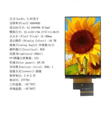 3.97 Inch IPS TFT Module with 480x800 Resolution and RGB Interface for High Quality Display