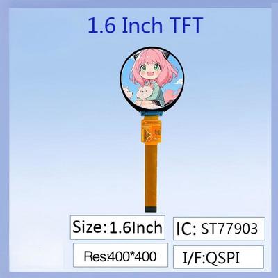 1Display LCD IPS TFT rotondo da 0,6 pollici 400x400 ad alta risoluzione, driver IC ST77903, interfaccia plug-in 16PIN, a colori, angolo di visione ampio per smart wearables / strumenti industriali / progetti elettronici fai da te