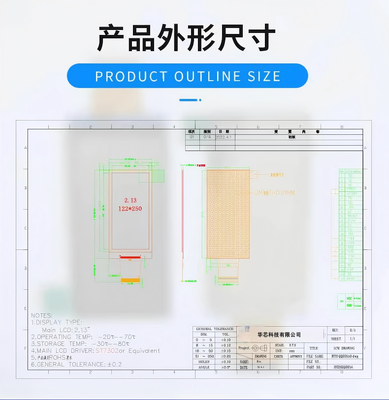 2.13 inch E-paper Display with 122x250 Resolution and All View Angle